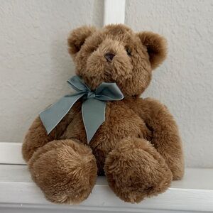 Brown Teddy Bear with Blue Bow